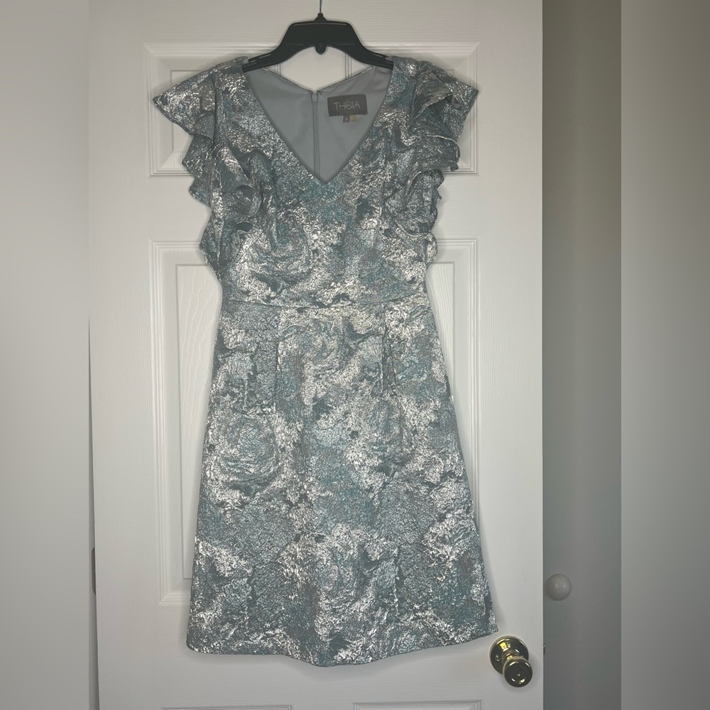 Theia Silver and Blue Women's Dress
